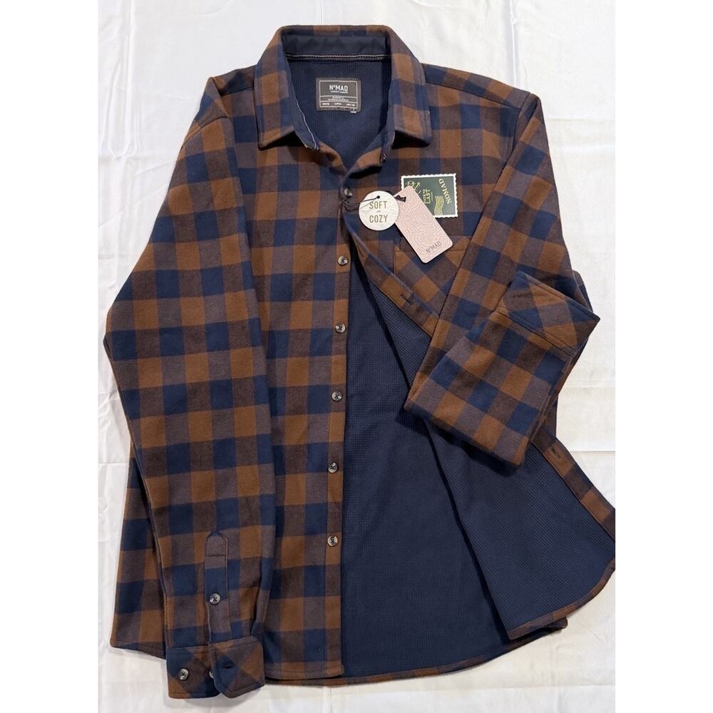 Nomad Thermal Lined Flannel Shirt - In Orange/Blue - Mens Size Medium - NWT - Picture 1 of 3